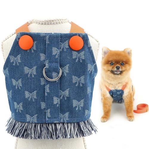 SMALLLEE_LUCKY_STORE Hundegeschirr aus Denim, Kleid und Leine, kein Ziehen, Welpengeschirr, Prinzessinnenrock mit D-Ring und Fransen, Sommerkleidung mit Schleife, Chihuahua, Yorkie, Dunkelblau, Größe SMALLLEE_LUCKY_STORE Hundegeschirr aus Denim, Kleid und Leine, kein Ziehen, Welpengeschirr, Prinzessinnenrock mit D-Ring und Fransen, Sommerkleidung mit Schleife, Chihuahua, Yorkie, Dunkelblau, Größe von smalllee_lucky_store
