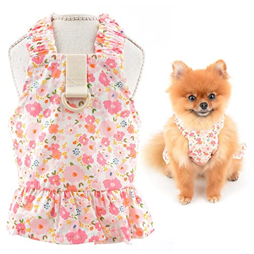 SMALLLEE_LUCKY_STORE Hundegeschirr mit Blumenmuster, niedliches Haustierriemen-Sommerkleid für kleine Hunde, Katzen, Mädchen mit D-Ring, Welpenfaltenrock, Yorkie, Chihuahua, Sommerkleidung, Rosa, L SMALLLEE_LUCKY_STORE Hundegeschirr mit Blumenmuster, niedliches Haustierriemen-Sommerkleid für kleine Hunde, Katzen, Mädchen mit D-Ring, Welpenfaltenrock, Yorkie, Chihuahua, Sommerkleidung, Rosa, L von smalllee_lucky_store