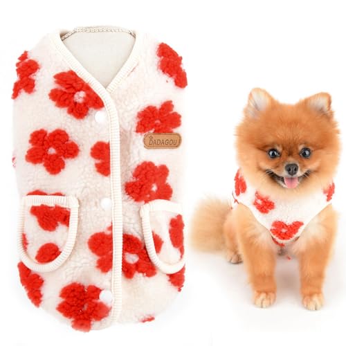 SMALLLEE_LUCKY_STORE Hundepullover mit Blumenmuster, Fleece-Weste, Herbst, Winter, warm, Sweatshirt-Jacke für kleine Hunde, Mädchen, mit Taschen, Katzenbekleidung, Welpen, Yorkie, Chihuahua, Kleidung, SMALLLEE_LUCKY_STORE Hundepullover mit Blumenmuster, Fleece-Weste, Herbst, Winter, warm, Sweatshirt-Jacke für kleine Hunde, Mädchen, mit Taschen, Katzenbekleidung, Welpen, Yorkie, Chihuahua, Kleidung, von smalllee_lucky_store