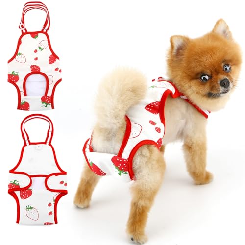 SMALLLEE_LUCKY_STORE Hundewindeln, niedliches Erdbeer-Haustier-Sanitärhöschen mit verstellbarem Strumpfhalter, waschbar, wiederverwendbar, Welpen, niedliche Haustier-Unterwäsche, Windel-Jumpsuits für SMALLLEE_LUCKY_STORE Hundewindeln, niedliches Erdbeer-Haustier-Sanitärhöschen mit verstellbarem Strumpfhalter, waschbar, wiederverwendbar, Welpen, niedliche Haustier-Unterwäsche, Windel-Jumpsuits für von smalllee_lucky_store
