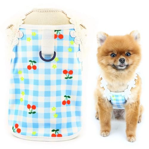 SMALLLEE_LUCKY_STORE Kariertes Hunde-Shirt für kleine Hunde, Haustier-Pullover, Cami-T-Shirt mit Kirschdruck und D-Ring, elastische Sommer-Blumenkleidung, Welpen, Tank-Top, Chihuahua, Yorkie, Katze, SMALLLEE_LUCKY_STORE Kariertes Hunde-Shirt für kleine Hunde, Haustier-Pullover, Cami-T-Shirt mit Kirschdruck und D-Ring, elastische Sommer-Blumenkleidung, Welpen, Tank-Top, Chihuahua, Yorkie, Katze, von smalllee_lucky_store
