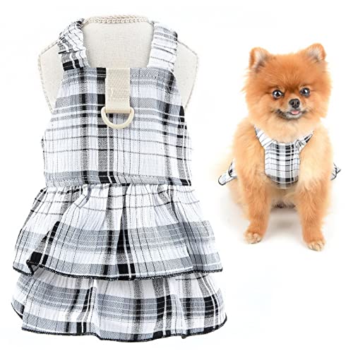 SMALLLEE_LUCKY_STORE Kariertes Hundegeschirr-Kleid, niedliches Haustierriemen-Sommerkleid für kleine mittelgroße Hunde Katzen, mit D-Ring, Welpen Yorkie Chihuahua Sommerkleidung, schwarz, S SMALLLEE_LUCKY_STORE Kariertes Hundegeschirr-Kleid, niedliches Haustierriemen-Sommerkleid für kleine mittelgroße Hunde Katzen, mit D-Ring, Welpen Yorkie Chihuahua Sommerkleidung, schwarz, S von smalllee_lucky_store