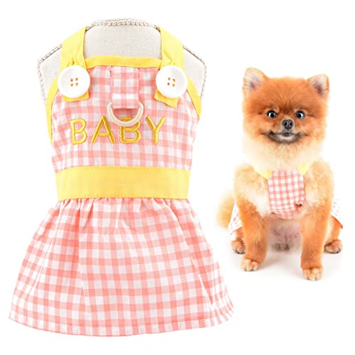 SMALLLEE_LUCKY_STORE Kariertes Hundegeschirr-Kleid, niedliches Haustierriemen-Sommerkleid für kleine Hunde, Katzen, Mädchen mit D-Ring, Welpenrock, Yorkie, Chihuahua, Sommerkleidung, Rosa, M SMALLLEE_LUCKY_STORE Kariertes Hundegeschirr-Kleid, niedliches Haustierriemen-Sommerkleid für kleine Hunde, Katzen, Mädchen mit D-Ring, Welpenrock, Yorkie, Chihuahua, Sommerkleidung, Rosa, M von smalllee_lucky_store