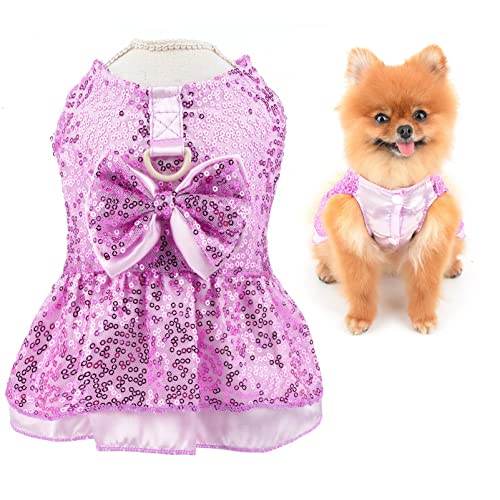 SMALLLEE_LUCKY_STORE Metallische Pailletten Hundegeschirr Kleid, niedliche Schleife Haustier Hochzeit Party Formal Kleid für kleine Hunde Katzen,mit D-Ring Welpenrock Sommerkleidung, Fuchsia, XS SMALLLEE_LUCKY_STORE Metallische Pailletten Hundegeschirr Kleid, niedliche Schleife Haustier Hochzeit Party Formal Kleid für kleine Hunde Katzen,mit D-Ring Welpenrock Sommerkleidung, Fuchsia, XS von smalllee_lucky_store