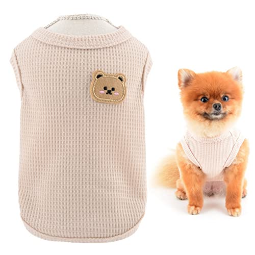 SMALLLEE_LUCKY_STORE Niedlicher Bär Waffelstrick Tank Top Welpe T-Shirt für kleine Hunde Katzen Jungen Mädchen Dehnbares T-Shirt Weste Yorkie Chihuahua Haustier Sommerkleidung, Creme, S SMALLLEE_LUCKY_STORE Niedlicher Bär Waffelstrick Tank Top Welpe T-Shirt für kleine Hunde Katzen Jungen Mädchen Dehnbares T-Shirt Weste Yorkie Chihuahua Haustier Sommerkleidung, Creme, S von smalllee_lucky_store