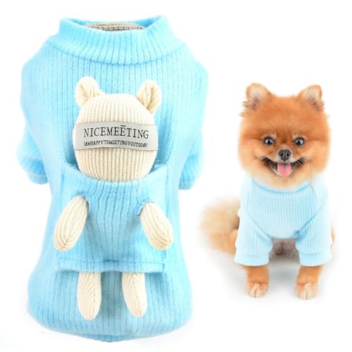 SMALLLEE_LUCKY_STORE Niedlicher Strickpullover für kleine Hunde mit Bär, Puppe, Katze, Pullover, Welpen, warme Kleidung, kaltes Wetter, Haustier-Sweatshirt, Winter, Herbst, Hundebekleidung, weiche von smalllee_lucky_store