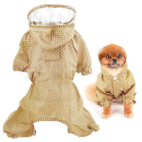 SMALLLEE_LUCKY_STORE Niedlicher gepunkteter Regenmantel für kleine Hunde mit Kapuze und Geschirr, Loch für die Leine, Welpen, Regenjacke, voller Boby, 4-beiniger Jumpsuit, wasserdicht, leichte SMALLLEE_LUCKY_STORE Niedlicher gepunkteter Regenmantel für kleine Hunde mit Kapuze und Geschirr, Loch für die Leine, Welpen, Regenjacke, voller Boby, 4-beiniger Jumpsuit, wasserdicht, leichte von smalllee_lucky_store