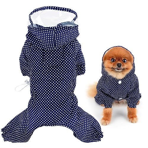 SMALLLEE_LUCKY_STORE Niedlicher gepunkteter Regenmantel für kleine Hunde mit Kapuze und Geschirr, Loch für die Leine, Welpen, Regenjacke, voller Boby, 4-beiniger Jumpsuit, wasserdicht, leichte SMALLLEE_LUCKY_STORE Niedlicher gepunkteter Regenmantel für kleine Hunde mit Kapuze und Geschirr, Loch für die Leine, Welpen, Regenjacke, voller Boby, 4-beiniger Jumpsuit, wasserdicht, leichte von smalllee_lucky_store