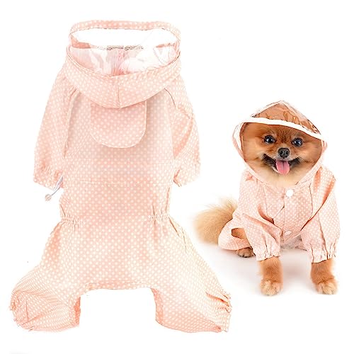 SMALLLEE_LUCKY_STORE Niedlicher gepunkteter Regenmantel für kleine Hunde mit Kapuze und Geschirr, Loch für die Leine, Welpen, Regenjacke, voller Boby, 4-beiniger Jumpsuit, wasserdicht, leichte SMALLLEE_LUCKY_STORE Niedlicher gepunkteter Regenmantel für kleine Hunde mit Kapuze und Geschirr, Loch für die Leine, Welpen, Regenjacke, voller Boby, 4-beiniger Jumpsuit, wasserdicht, leichte von smalllee_lucky_store