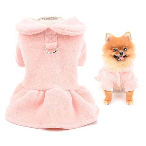 SMALLLEE_LUCKY_STORE Niedliches Haustier-einfarbiges Fleece-Kleid für Mädchen, Welpen, Winterkleid für kleine Hunde und Katzen, mit Ring für die Leine, mit Fleece gefüttert, für Damen, Yorkie, SMALLLEE_LUCKY_STORE Niedliches Haustier-einfarbiges Fleece-Kleid für Mädchen, Welpen, Winterkleid für kleine Hunde und Katzen, mit Ring für die Leine, mit Fleece gefüttert, für Damen, Yorkie, von smalllee_lucky_store