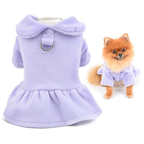 SMALLLEE_LUCKY_STORE Niedliches Haustier-einfarbiges Fleece-Kleid für Mädchen, Welpen, Winterkleid für kleine Hunde und Katzen, mit Ring für die Leine, mit Fleece gefüttert, für Damen, Yorkie, SMALLLEE_LUCKY_STORE Niedliches Haustier-einfarbiges Fleece-Kleid für Mädchen, Welpen, Winterkleid für kleine Hunde und Katzen, mit Ring für die Leine, mit Fleece gefüttert, für Damen, Yorkie, von smalllee_lucky_store