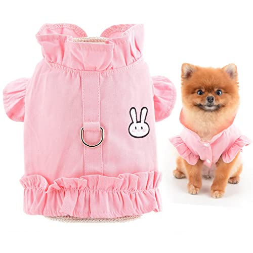 SMALLLEE_LUCKY_STORE Niedliches Kaninchen-Haustier-Denim-Geschirr, Weste, Hemd mit D-Ring für kleine Hunde, Katzen, Mädchen, weich, bequem, Rüschen, Jeansjacke für Spaziergänge, Welpen, Yorkie, SMALLLEE_LUCKY_STORE Niedliches Kaninchen-Haustier-Denim-Geschirr, Weste, Hemd mit D-Ring für kleine Hunde, Katzen, Mädchen, weich, bequem, Rüschen, Jeansjacke für Spaziergänge, Welpen, Yorkie, von smalllee_lucky_store