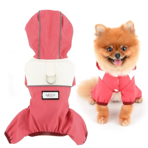 SMALLLEE_LUCKY_STORE Patchwork-Regenmantel für kleine Hunde, wasserdicht, Vierbein-Regenjacke mit D-Ring, Welpen-Kapuzenregenponcho reflektierend, leichte Regenbekleidung für Yorkie, Chihuahua, Rot, S SMALLLEE_LUCKY_STORE Patchwork-Regenmantel für kleine Hunde, wasserdicht, Vierbein-Regenjacke mit D-Ring, Welpen-Kapuzenregenponcho reflektierend, leichte Regenbekleidung für Yorkie, Chihuahua, Rot, S von smalllee_lucky_store