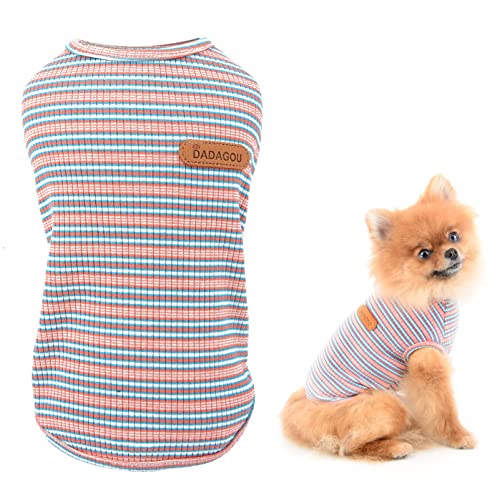 SMALLLEE_LUCKY_STORE Pet Multi gestreiftes Strickshirt für kleine und mittelgroße Hunde / Katzen / Jungen / Mädchen, ärmellos, Baumwolle von smalllee_lucky_store