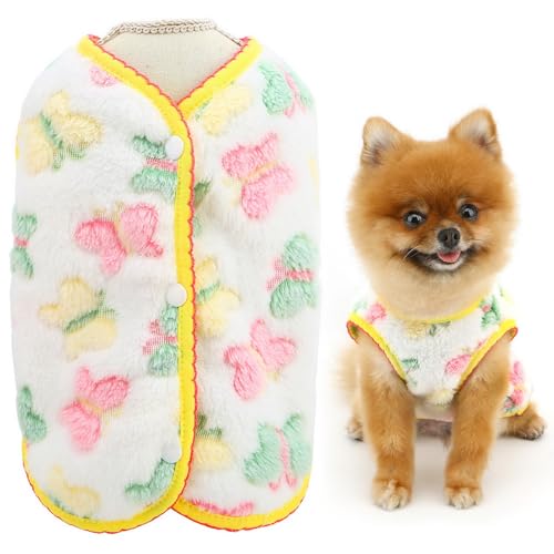 SMALLLEE_LUCKY_STORE Plüsch-Fleece-Hundepullover für kleine Hunde, Haustierweste mit Schmetterlingsmuster, weicher Welpenpullover, warme Frühlings-, Herbst-Winter-Outfits, Katze, Chihuahua, Yorkie, von smalllee_lucky_store