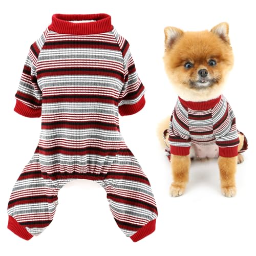 SMALLLEE_LUCKY_STORE Regenbogen-gestreifter Hunde-Pyjama für kleine Hunde, Baumwolle, Welpenpullover, Jumpsuit, dehnbar, Haustier-Pyjama, Sommer, Frühling, atmungsaktiv, Chihuahua, Yorkie, Rot, Größe SMALLLEE_LUCKY_STORE Regenbogen-gestreifter Hunde-Pyjama für kleine Hunde, Baumwolle, Welpenpullover, Jumpsuit, dehnbar, Haustier-Pyjama, Sommer, Frühling, atmungsaktiv, Chihuahua, Yorkie, Rot, Größe von smalllee_lucky_store