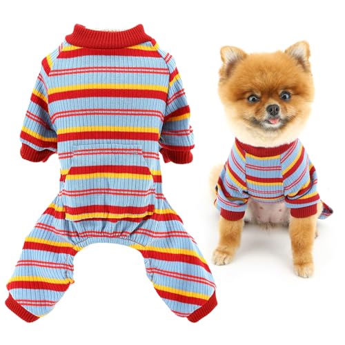 SMALLLEE_LUCKY_STORE Regenbogen-gestreifter Hunde-Pyjama für kleine Hunde, Baumwolle, Welpenpullover, Jumpsuit, dehnbar, Haustier-Pyjama, Sommer, Frühling, atmungsaktiv, Chihuahua, Yorkie-Kleidung, SMALLLEE_LUCKY_STORE Regenbogen-gestreifter Hunde-Pyjama für kleine Hunde, Baumwolle, Welpenpullover, Jumpsuit, dehnbar, Haustier-Pyjama, Sommer, Frühling, atmungsaktiv, Chihuahua, Yorkie-Kleidung, von smalllee_lucky_store