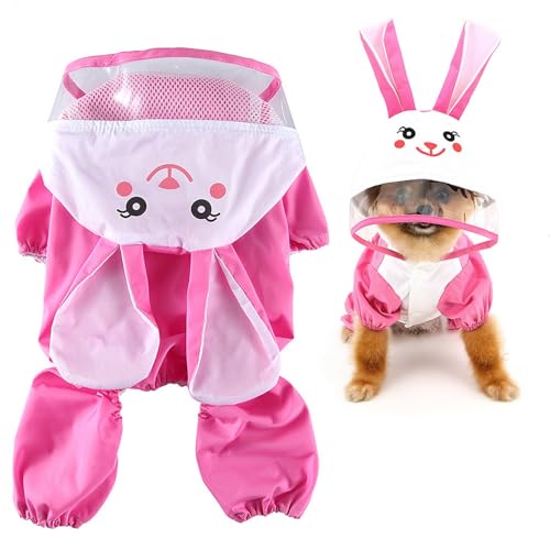 SMALLLEE_LUCKY_STORE Regenmantel für kleine Hunde mit Kapuze und Leine, D-Ring, Regenjacke mit 4 Beinen, leicht, wasserdicht, Pink, XS SMALLLEE_LUCKY_STORE Regenmantel für kleine Hunde mit Kapuze und Leine, D-Ring, Regenjacke mit 4 Beinen, leicht, wasserdicht, Pink, XS von smalllee_lucky_store