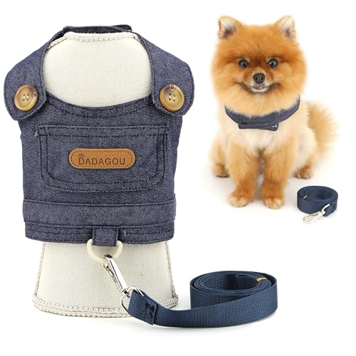 SMALLLEE_LUCKY_STORE Solid Denim Hundegeschirr für kleine Hunde, kein Ziehen, Welpenkleidung mit Leine, Haustiergeschirr, Weste mit D-Ring, Sommershirt, Haustier, Chihuahua, Yorkie, Outdoor SMALLLEE_LUCKY_STORE Solid Denim Hundegeschirr für kleine Hunde, kein Ziehen, Welpenkleidung mit Leine, Haustiergeschirr, Weste mit D-Ring, Sommershirt, Haustier, Chihuahua, Yorkie, Outdoor von smalllee_lucky_store