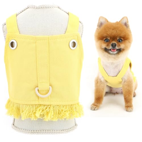 SMALLLEE_LUCKY_STORE Solid Small Denim Dog Harness Dresses No Pull Puppy Vest Harness Princess Skirt with D-Ring and Fringe Summer Clothes Pet Chihuahua Yorkie Apparel, Yellow, XXL SMALLLEE_LUCKY_STORE Solid Small Denim Dog Harness Dresses No Pull Puppy Vest Harness Princess Skirt with D-Ring and Fringe Summer Clothes Pet Chihuahua Yorkie Apparel, Yellow, XXL von smalllee_lucky_store