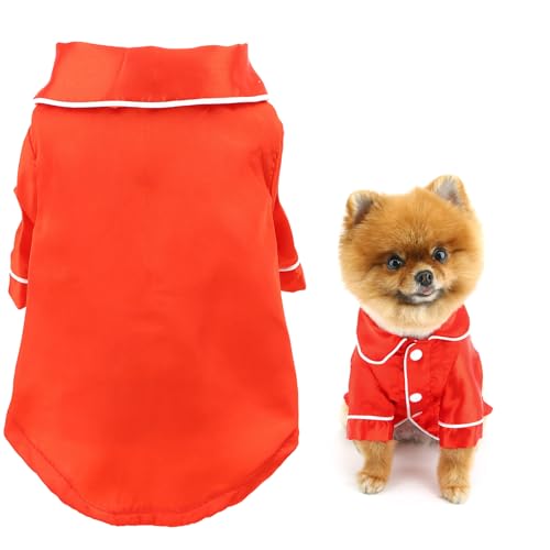 SMALLLEE_LUCKY_STORE Solider Hunde-Pyjama für kleine, mittelgroße Hunde und Katzen, weiche Kunstseide, Haustier-Nachtwäsche, Hemden, bequemes Revers, Pyjama, Loungewear, Kleidung, Bulldogge, SMALLLEE_LUCKY_STORE Solider Hunde-Pyjama für kleine, mittelgroße Hunde und Katzen, weiche Kunstseide, Haustier-Nachtwäsche, Hemden, bequemes Revers, Pyjama, Loungewear, Kleidung, Bulldogge, von smalllee_lucky_store