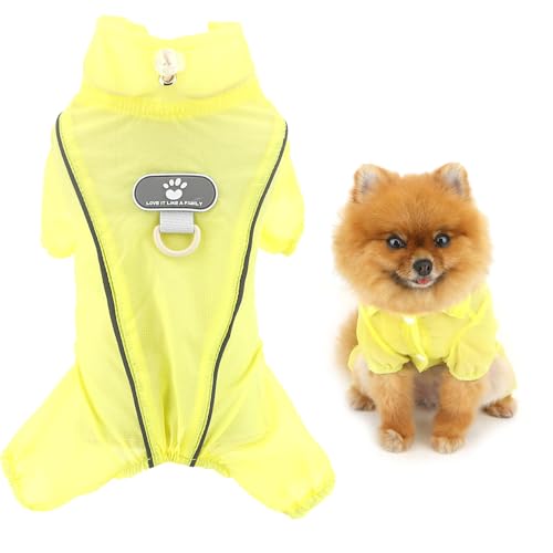 SMALLLEE_LUCKY_STORE Solider Hundeoverall für kleine Hunde, UV-Schutz, Haustier-Outfits mit D-Ring, reflektierender Streifen, dehnbar, kühlender Welpen-Strampler, Sommer, Chihuahua, Yorkie von smalllee_lucky_store
