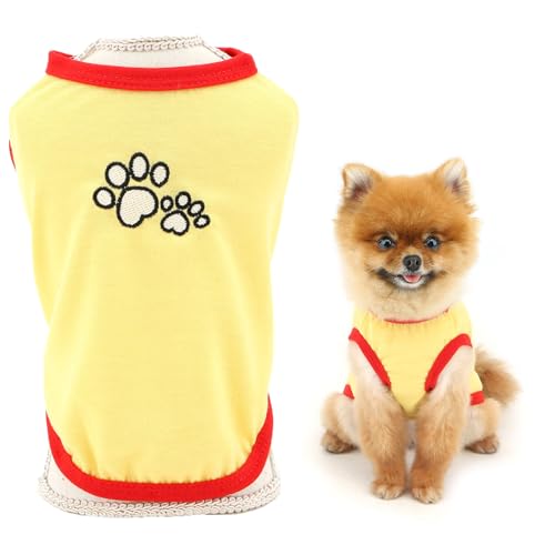 SMALLLEE_LUCKY_STORE Solides Hunde-T-Shirt für kleine Hunde, Haustier-Pullover mit Pfotenweste, atmungsaktiv, dehnbar, Tank-Top, Frühling, Sommer, Chihuahua, Yorkie, Katzenbekleidung, Gelb, Größe L SMALLLEE_LUCKY_STORE Solides Hunde-T-Shirt für kleine Hunde, Haustier-Pullover mit Pfotenweste, atmungsaktiv, dehnbar, Tank-Top, Frühling, Sommer, Chihuahua, Yorkie, Katzenbekleidung, Gelb, Größe L von smalllee_lucky_store