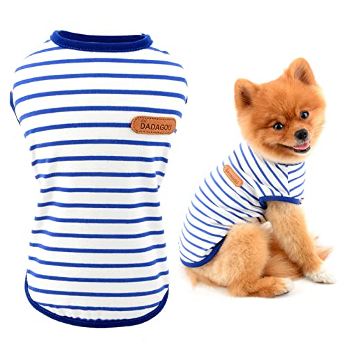 SMALLLEE_LUCKY_STORE Sommerbekleidung für Hunde, gestreiftes T-Shirt, für kleine und mittelgroße Hunde, Katzen, Jungen, Mädchen, ärmellos, Teetasse, Yorkie, Chihuahua, Kleidung von smalllee_lucky_store