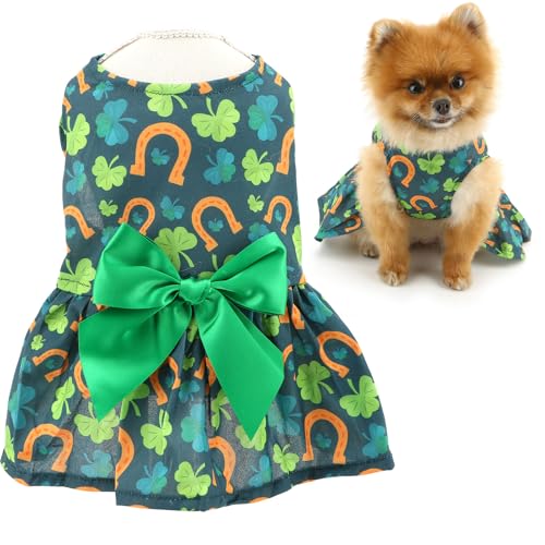 SMALLLEE_LUCKY_STORE St. Patrick's Hundekleid für extra kleine und kleine Hunde, Welpenrock mit niedlicher bedruckter Schleife, Festival-Outfit, dehnbare Haustierkleidung, Yorkie, Chihuahua, Katzen, SMALLLEE_LUCKY_STORE St. Patrick's Hundekleid für extra kleine und kleine Hunde, Welpenrock mit niedlicher bedruckter Schleife, Festival-Outfit, dehnbare Haustierkleidung, Yorkie, Chihuahua, Katzen, von smalllee_lucky_store