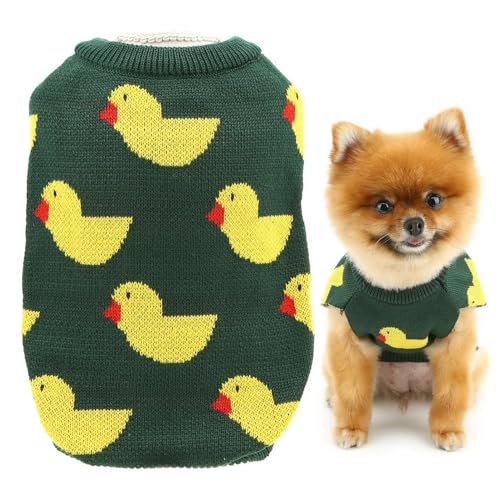SMALLLEE_LUCKY_STORE Strickpullover für kleine Hunde, Haustier-Sweatshirt mit niedlichem Entenmuster, Welpenpullover, dehnbar, Frühlingsweste, Chihuahua, Yorkie, warme Kleidung, Grün, Größe XL SMALLLEE_LUCKY_STORE Strickpullover für kleine Hunde, Haustier-Sweatshirt mit niedlichem Entenmuster, Welpenpullover, dehnbar, Frühlingsweste, Chihuahua, Yorkie, warme Kleidung, Grün, Größe XL von smalllee_lucky_store