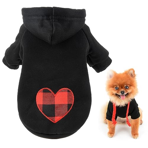 SMALLLEE_LUCKY_STORE Süßer Buffalo Heart Haustier-Fleece-Kapuzenpullover für kleine, mittelgroße und große Hunde, Katzen, Welpen, Pullover, Pullover, warm, kaltes Wetter, Schwarz, Größe 5XL von smalllee_lucky_store