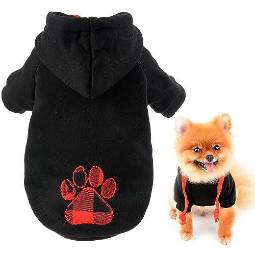 SMALLLEE_LUCKY_STORE Süßer Buffalo Paw Haustier-Fleece-Kapuzenpullover für kleine, mittelgroße und große Hunde, Katzen, Welpen, Pullover, Pullover, warm, kaltes Wetter, Schwarz, Größe XXL von smalllee_lucky_store