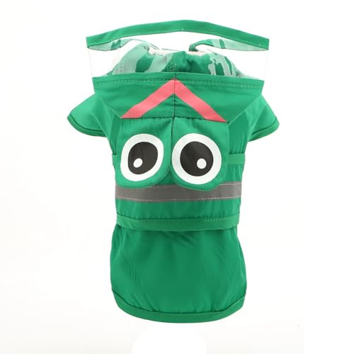 SMALLLEE_LUCKY_STORE Süßer Frosch-Hunde-Regenmantel mit transparenter Kapuze und Geschirrloch, verstellbar, wasserdicht, Regenjacke für kleine, mittelgroße und große Hunde, Jungen, Mädchen, von smalllee_lucky_store