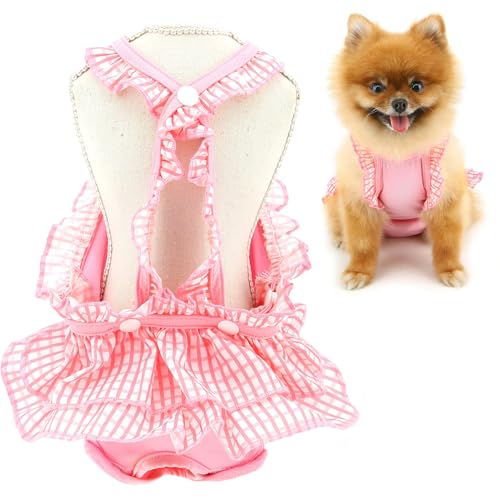 SMALLLEE_LUCKY_STORE Waschbare, wiederverwendbare Hundewindel, kariert, Sanitärhöschen mit Strumpfhalter, Welpen, niedliche Haustierunterwäsche, Windel-Jumpsuits für Hündinnen in Hitzeperiode, SMALLLEE_LUCKY_STORE Waschbare, wiederverwendbare Hundewindel, kariert, Sanitärhöschen mit Strumpfhalter, Welpen, niedliche Haustierunterwäsche, Windel-Jumpsuits für Hündinnen in Hitzeperiode, von smalllee_lucky_store