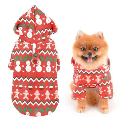 SMALLLEE_LUCKY_STORE Weihnachten Hund Hoodie für kleine Hunde, Fleece Haustier Pullover Sweater mit D-Ring Warm Winter Herbst Sweatshirt mit süßem Weihnachtsmuster Chihuahua Yorkie Katze Kostüm Rot M SMALLLEE_LUCKY_STORE Weihnachten Hund Hoodie für kleine Hunde, Fleece Haustier Pullover Sweater mit D-Ring Warm Winter Herbst Sweatshirt mit süßem Weihnachtsmuster Chihuahua Yorkie Katze Kostüm Rot M von smalllee_lucky_store