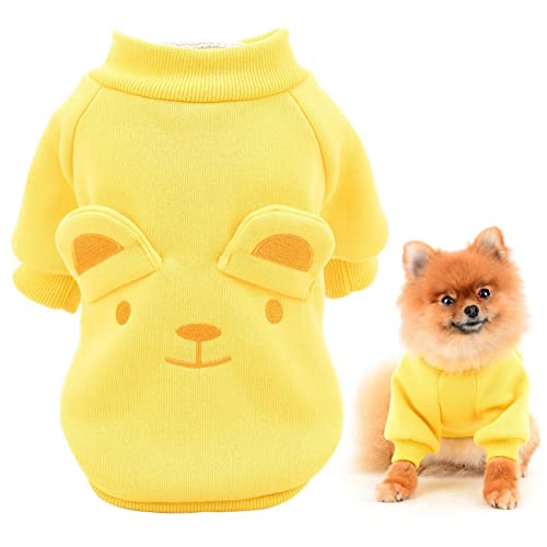 SMALLLEE_LUCKY_STORE Welpen-Fleece-Sweatshirt Pullover niedlicher Bär mit Ohren für kleine mittelgroße Hunde Katzen, Yorkie Chihuahua Kätzchen warm Herbst Winterkleidung, Gelb, S SMALLLEE_LUCKY_STORE Welpen-Fleece-Sweatshirt Pullover niedlicher Bär mit Ohren für kleine mittelgroße Hunde Katzen, Yorkie Chihuahua Kätzchen warm Herbst Winterkleidung, Gelb, S von smalllee_lucky_store