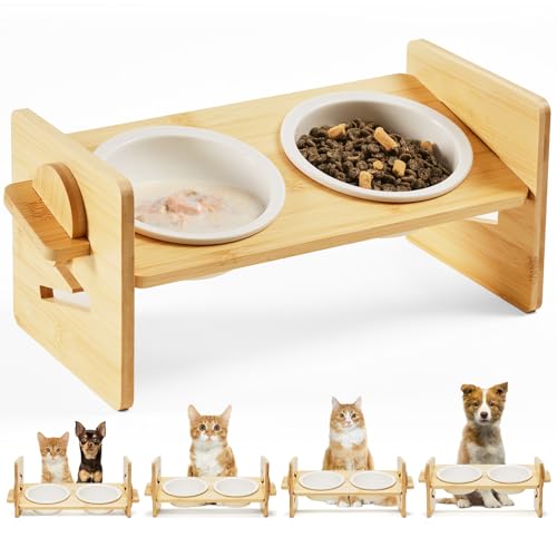 Katzenfutternapf Keramik Erhöhte Katzennäpfe 15° Erhöhte Katzennapf für Indoor Katzen & Kleine Hunde Natürlicher Bambus Schnurrhaare Müdigkeit Katzennapf, Anti Erbrechen Katzenfutter und Wassernapf Katzenfutternapf Keramik Erhöhte Katzennäpfe 15° Erhöhte Katzennapf für Indoor Katzen & Kleine Hunde Natürlicher Bambus Schnurrhaare Müdigkeit Katzennapf, Anti Erbrechen Katzenfutter und Wassernapf von smartoo