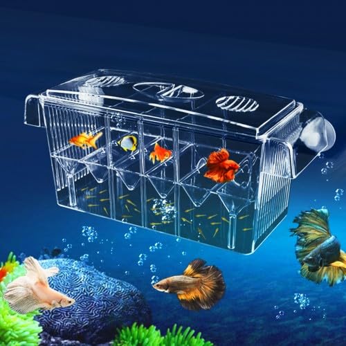 Breeding Box Groß Aufzuchtbehälter Ablaichstation Transparent Aufzuchtbecken Aquarium Isolierbecken Laichkasten mit 2 Saugnapf, Acryl Brutkasten Zuchttanks für Fische Garnelen Jungfiisch, 27 x 11.5cm von smatime