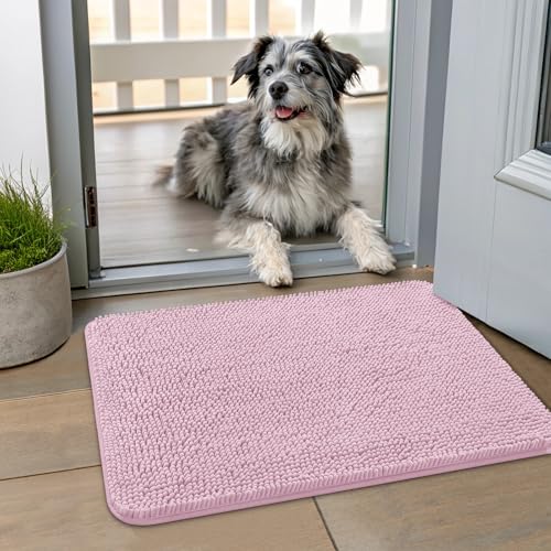 Smiry Hunde-Fußmatte für schlammige Pfoten, 61 x 40 cm, absorbiert Feuchtigkeit und Schmutz, rutschfest, waschbar, schnell trocknend, Chenille-Eingang, Eingangsteppich für Innenboden, Dusty Rose Smiry Hunde-Fußmatte für schlammige Pfoten, 61 x 40 cm, absorbiert Feuchtigkeit und Schmutz, rutschfest, waschbar, schnell trocknend, Chenille-Eingang, Eingangsteppich für Innenboden, Dusty Rose von smiry