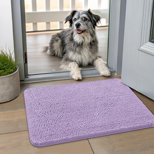 Smiry Hunde-Fußmatte für schlammige Pfoten, 61 x 40 cm, absorbiert Feuchtigkeit und Schmutz, rutschfest, waschbar, schnell trocknend, Chenille-Eingang, Eingangsteppich für Innenboden, Lavendel Smiry Hunde-Fußmatte für schlammige Pfoten, 61 x 40 cm, absorbiert Feuchtigkeit und Schmutz, rutschfest, waschbar, schnell trocknend, Chenille-Eingang, Eingangsteppich für Innenboden, Lavendel von smiry
