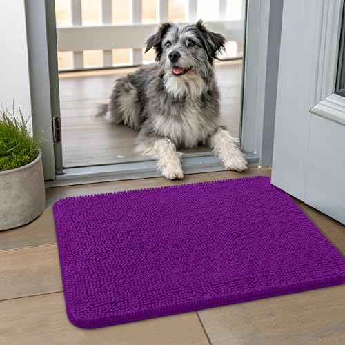 Smiry Hunde-Fußmatte für schlammige Pfoten, 61 x 40 cm, absorbiert Feuchtigkeit und Schmutz, rutschfest, waschbar, schnell trocknend, Chenille-Eingang, Eingangsteppich für Innenboden, Lila Smiry Hunde-Fußmatte für schlammige Pfoten, 61 x 40 cm, absorbiert Feuchtigkeit und Schmutz, rutschfest, waschbar, schnell trocknend, Chenille-Eingang, Eingangsteppich für Innenboden, Lila von smiry