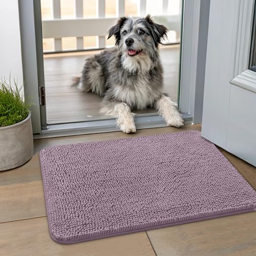 Smiry Hunde-Fußmatte für schlammige Pfoten, 61 x 40 cm, absorbiert Feuchtigkeit und Schmutz, rutschfest, waschbar, schnell trocknend, Chenille-Eingang, Eingangsteppich für Innenboden, tiefe Pflaume Smiry Hunde-Fußmatte für schlammige Pfoten, 61 x 40 cm, absorbiert Feuchtigkeit und Schmutz, rutschfest, waschbar, schnell trocknend, Chenille-Eingang, Eingangsteppich für Innenboden, tiefe Pflaume von smiry
