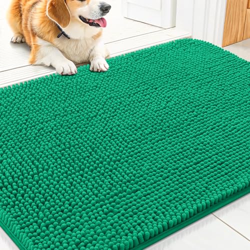 Smiry Hunde-Fußmatte für schlammige Pfoten, 76,2 x 50,8 cm, absorbiert Feuchtigkeit und Schmutz, rutschfest, waschbar, schnell trocknend, Chenille-Eingang, Eingangsteppich für Innenboden, Smaragdgrün Smiry Hunde-Fußmatte für schlammige Pfoten, 76,2 x 50,8 cm, absorbiert Feuchtigkeit und Schmutz, rutschfest, waschbar, schnell trocknend, Chenille-Eingang, Eingangsteppich für Innenboden, Smaragdgrün von smiry