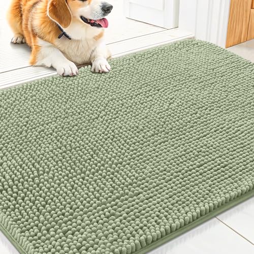 Smiry Hunde-Fußmatte für schlammige Pfoten, 76,2 x 50,8 cm, absorbiert Feuchtigkeit und Schmutz, rutschfest, waschbar, schnell trocknend, Chenille-Eingang, Eingangsteppich für Innenboden, Salbeigrün Smiry Hunde-Fußmatte für schlammige Pfoten, 76,2 x 50,8 cm, absorbiert Feuchtigkeit und Schmutz, rutschfest, waschbar, schnell trocknend, Chenille-Eingang, Eingangsteppich für Innenboden, Salbeigrün von smiry