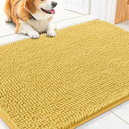 Smiry Hunde-Fußmatte für schlammige Pfoten, 76,2 x 50,8 cm, absorbiert Feuchtigkeit und Schmutz, rutschfest, waschbar, schnell trocknend, Chenille-Eingang, Eingangsteppich für Innenboden, Gelb Smiry Hunde-Fußmatte für schlammige Pfoten, 76,2 x 50,8 cm, absorbiert Feuchtigkeit und Schmutz, rutschfest, waschbar, schnell trocknend, Chenille-Eingang, Eingangsteppich für Innenboden, Gelb von smiry
