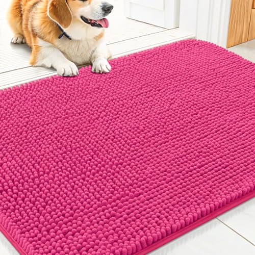 Smiry Hunde-Fußmatte für schlammige Pfoten, 76,2 x 50,8 cm, absorbiert Feuchtigkeit und Schmutz, rutschfest, waschbar, schnell trocknend, Chenille-Eingang, Eingangsteppich für Innenboden, Hot Pink Smiry Hunde-Fußmatte für schlammige Pfoten, 76,2 x 50,8 cm, absorbiert Feuchtigkeit und Schmutz, rutschfest, waschbar, schnell trocknend, Chenille-Eingang, Eingangsteppich für Innenboden, Hot Pink von smiry