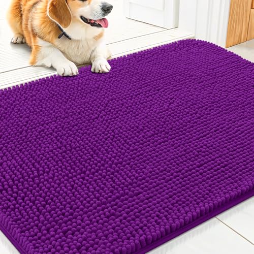 Smiry Hunde-Fußmatte für schlammige Pfoten, 76,2 x 50,8 cm, absorbiert Feuchtigkeit und Schmutz, rutschfest, waschbar, schnell trocknend, Chenille-Eingang, Eingangsteppich für Innenboden, Lila Smiry Hunde-Fußmatte für schlammige Pfoten, 76,2 x 50,8 cm, absorbiert Feuchtigkeit und Schmutz, rutschfest, waschbar, schnell trocknend, Chenille-Eingang, Eingangsteppich für Innenboden, Lila von smiry