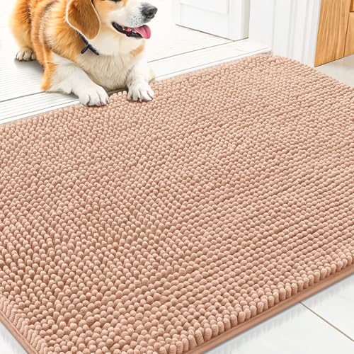 Smiry Hunde-Fußmatte für schlammige Pfoten, 76,2 x 50,8 cm, absorbiert Feuchtigkeit und Schmutz, rutschfest, waschbar, schnell trocknend, Chenille-Eingang, Eingangsteppich für Innenboden, Pfirsich Smiry Hunde-Fußmatte für schlammige Pfoten, 76,2 x 50,8 cm, absorbiert Feuchtigkeit und Schmutz, rutschfest, waschbar, schnell trocknend, Chenille-Eingang, Eingangsteppich für Innenboden, Pfirsich von smiry