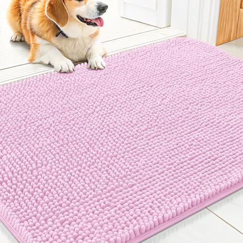 Smiry Hunde-Fußmatte für schlammige Pfoten, 76,2 x 50,8 cm, absorbiert Feuchtigkeit und Schmutz, rutschfest, waschbar, schnell trocknend, Chenille-Eingang, Eingangsteppich für Innenboden, Rosa Smiry Hunde-Fußmatte für schlammige Pfoten, 76,2 x 50,8 cm, absorbiert Feuchtigkeit und Schmutz, rutschfest, waschbar, schnell trocknend, Chenille-Eingang, Eingangsteppich für Innenboden, Rosa von smiry