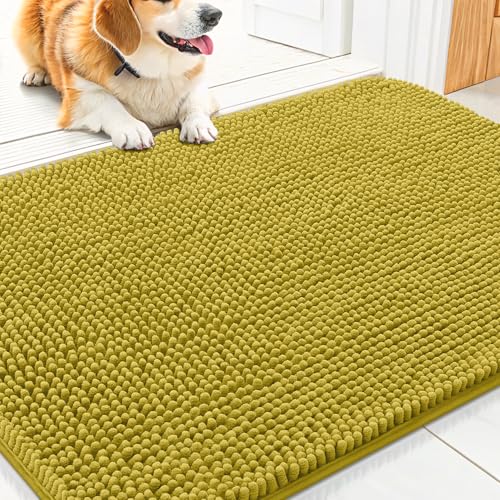Smiry Hunde-Fußmatte für schlammige Pfoten, 76,2 x 50,8 cm, absorbiert Feuchtigkeit und Schmutz, rutschfest, waschbar, schnell trocknend, Chenille-Eingang, Eingangsteppich für Innenboden, Senfgelb Smiry Hunde-Fußmatte für schlammige Pfoten, 76,2 x 50,8 cm, absorbiert Feuchtigkeit und Schmutz, rutschfest, waschbar, schnell trocknend, Chenille-Eingang, Eingangsteppich für Innenboden, Senfgelb von smiry